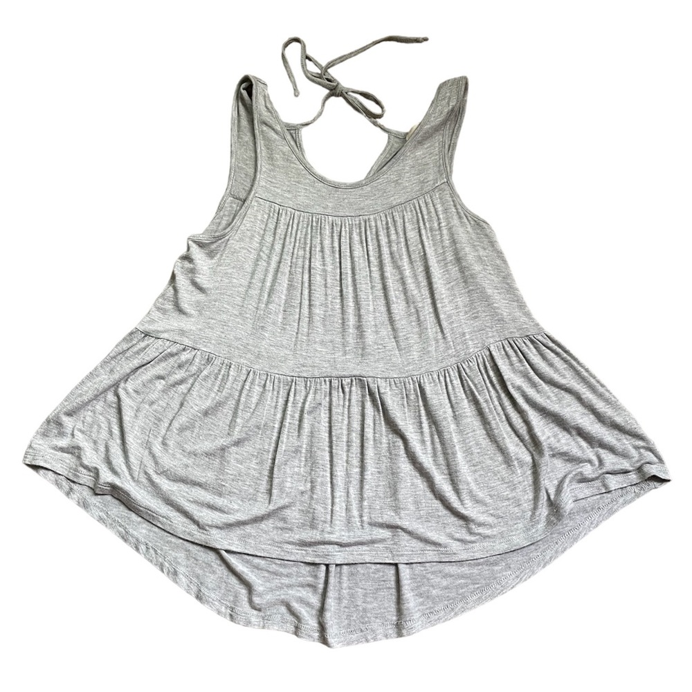 NWOT Freebird Tiered Layered Babydoll Tank Top with Open Back Grey (size S)